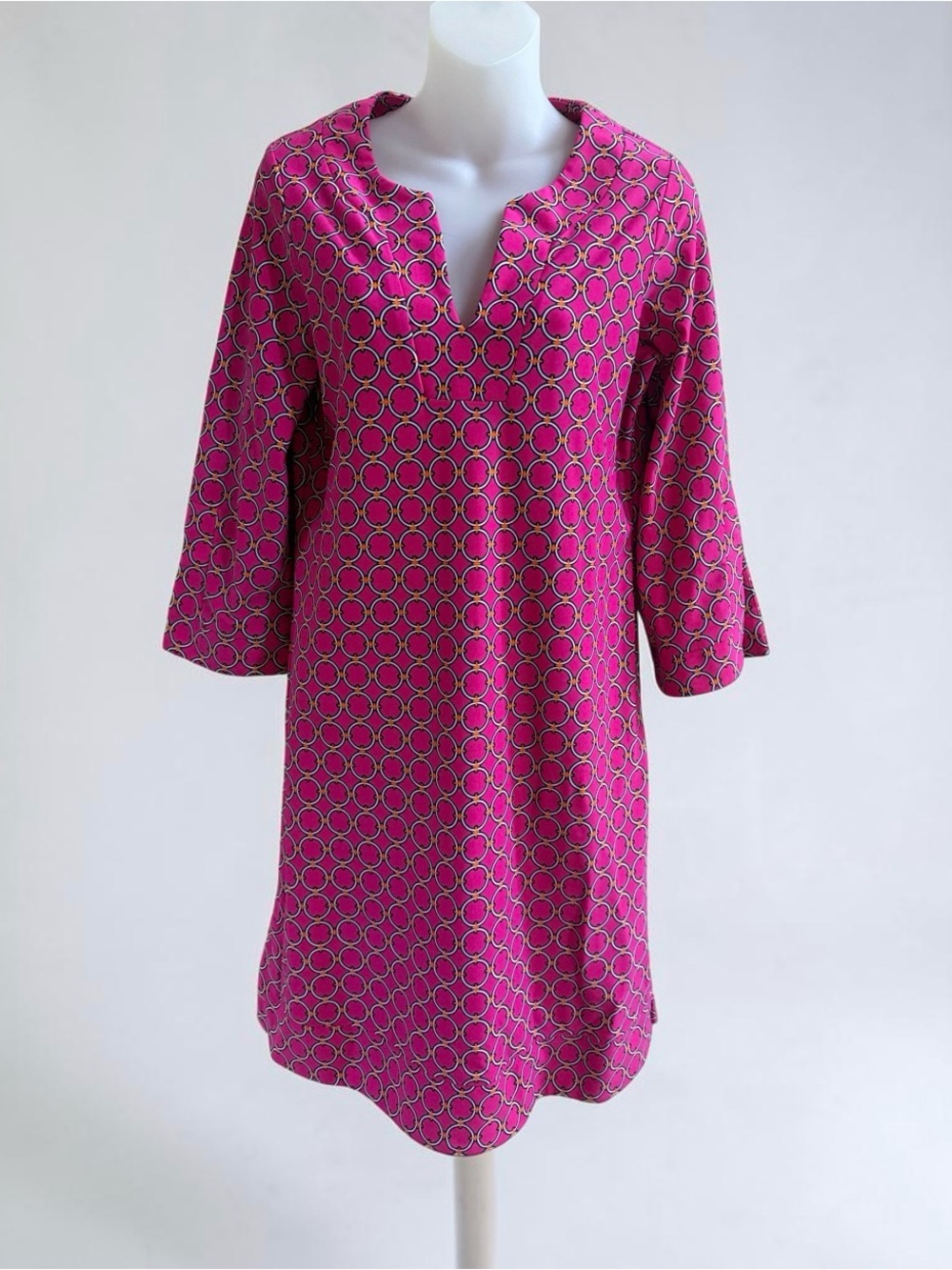 Jude Connolly Preppy Fuchsia Geometric Split-Neck midi dress Women’s M